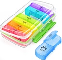AUBON Pill Box 2 keer per dag met vocht-proof ontwerp, Wekelijkse pil Organisator AM PM met draagbare Pocket Slots, Pill Case 7 Dag met dubbele bescherming voor vitamine, geneeskunde, medicijnen en supplement