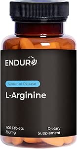 Endur L-Arginine, gezonde bloedstroom en hartfunctiesupplement, ondersteunt oefening prestaties en immuungezondheid, Glutenvrij, 350 mg (400 tabletten)