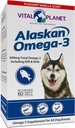 Vital Planet - Alaskan Omega-3 Visoliesupplement voor honden met 600 mg Omega-3, hoog in DHA en EPA van duurzaam Geoogst Wild Gevangen Koude Watervis, 60 Vanilla Softgels