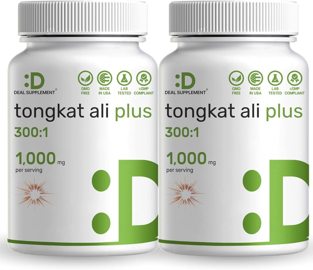 2 Pack Tongkat Ali Extract 300:1 met geile geit onkruid 1100mg, 480* Capsules 