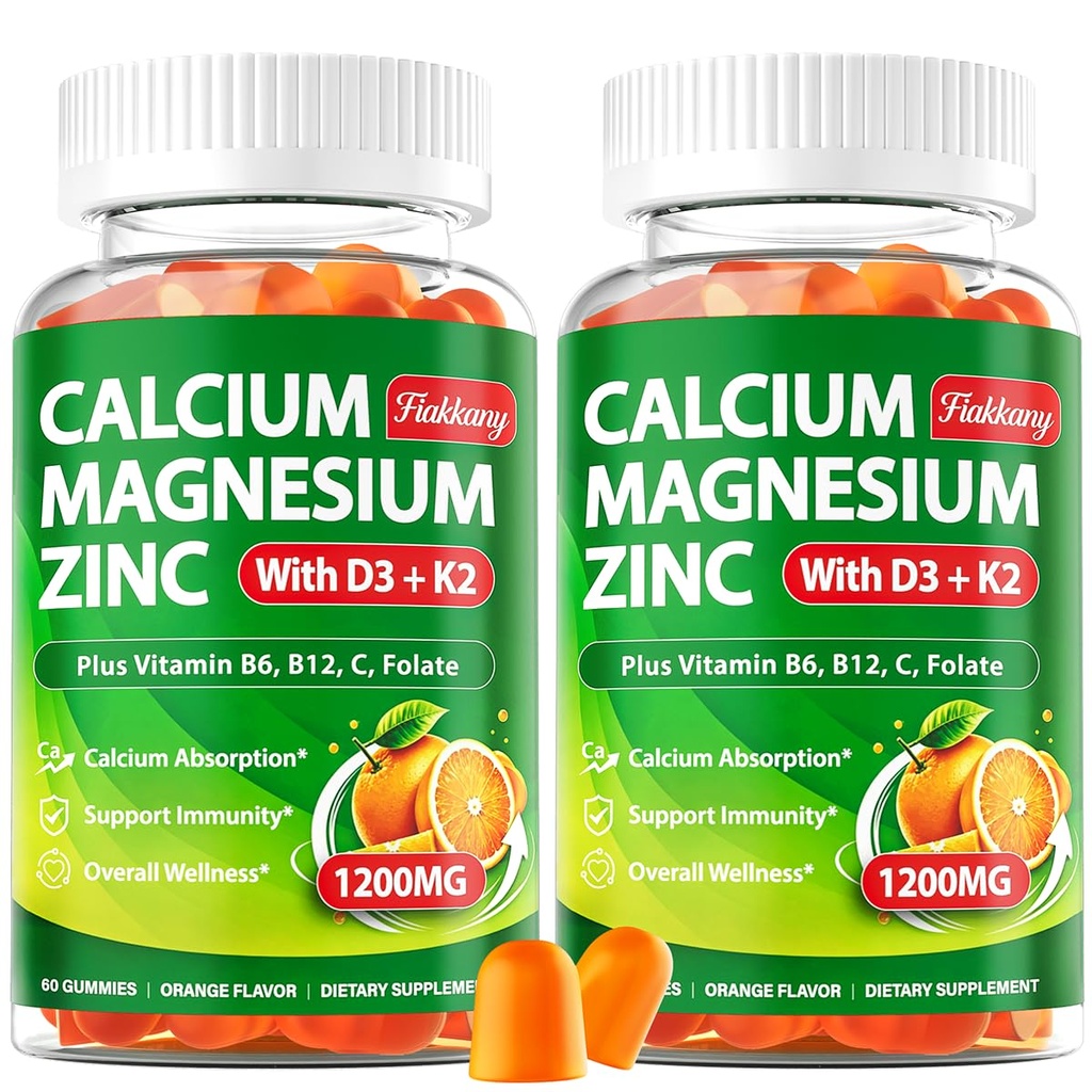 Calcium Magnesium Zinc Gummies: Calcium Citrate 1200 mg with D3 K2