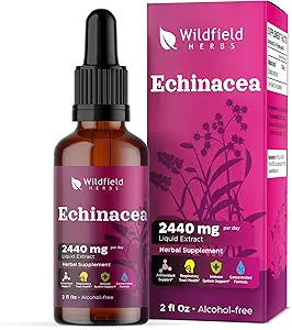 Liquid Echinacea Extract - Echinacea Root Drops Tincture 2440mg (Echinacea purpurea) Herbal Supplement Absorbs Better Than Capsules, 1 Month Supply, 84 Servings, Alcohol-Free - 2 Oz, Pack of 1