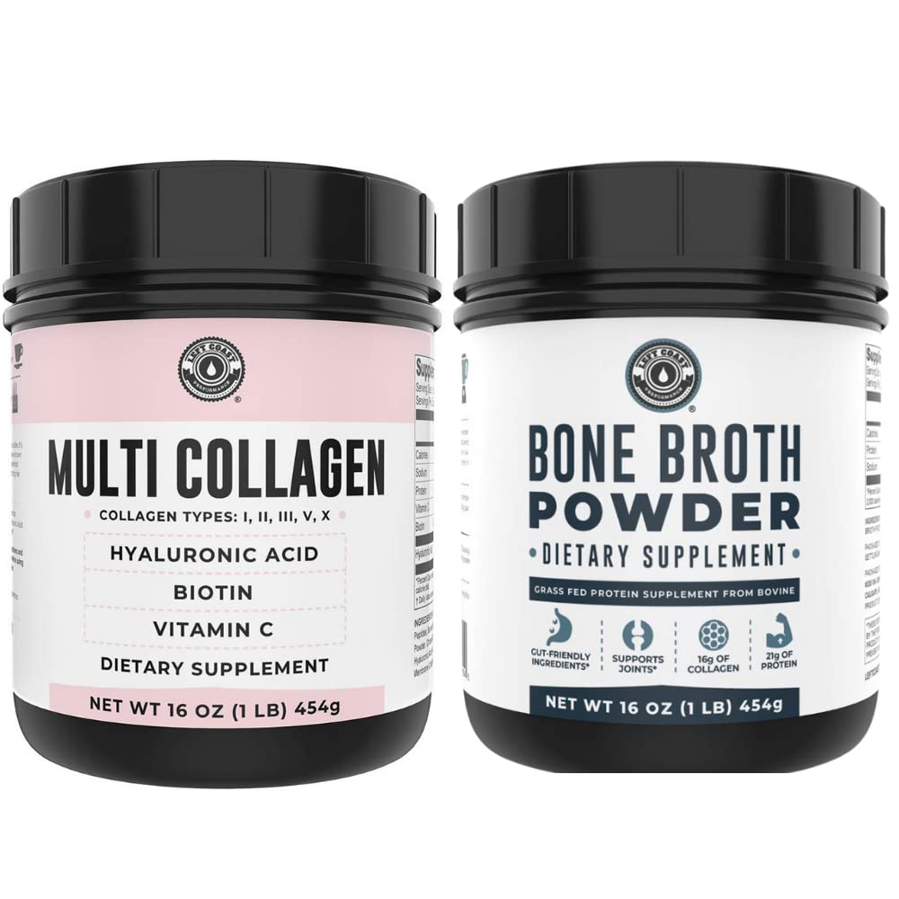 Left Coast Performance Pure Bone Broth en Multi Collagen Powder voor gewrichts-, haar-, huid- en nagelsondersteuning