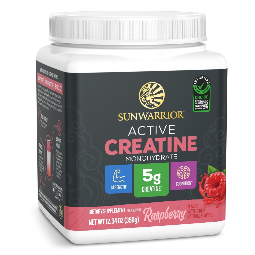 Creatine Monohydrate Powder Micronized PreWorkout Recovery Supplement | Support Muscle Building Strength Training Cognition | Vegan & Keto Friendly Easily Mixes 50 Servings Raspberry Flavored