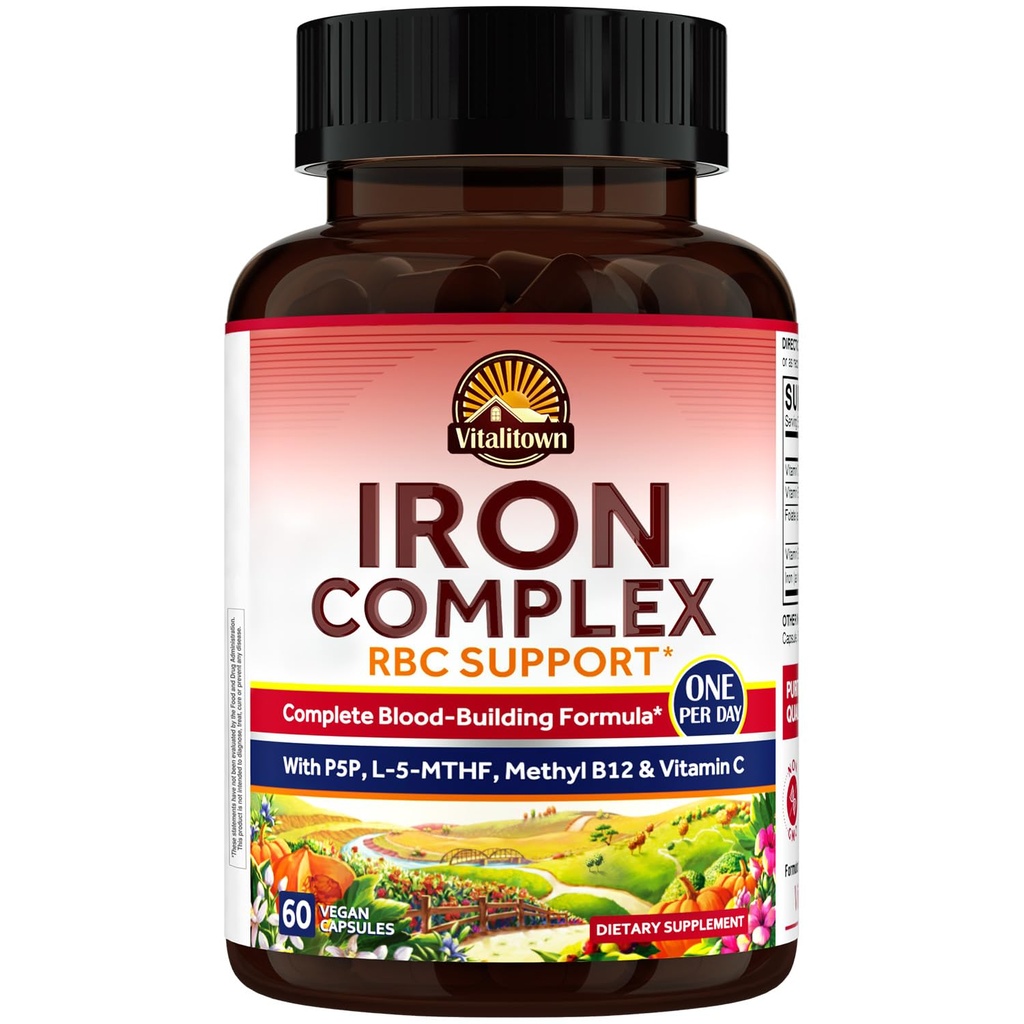 Vitalitown Iron Complex, Complete Blood Building Formula, 60 Vegan Caps
