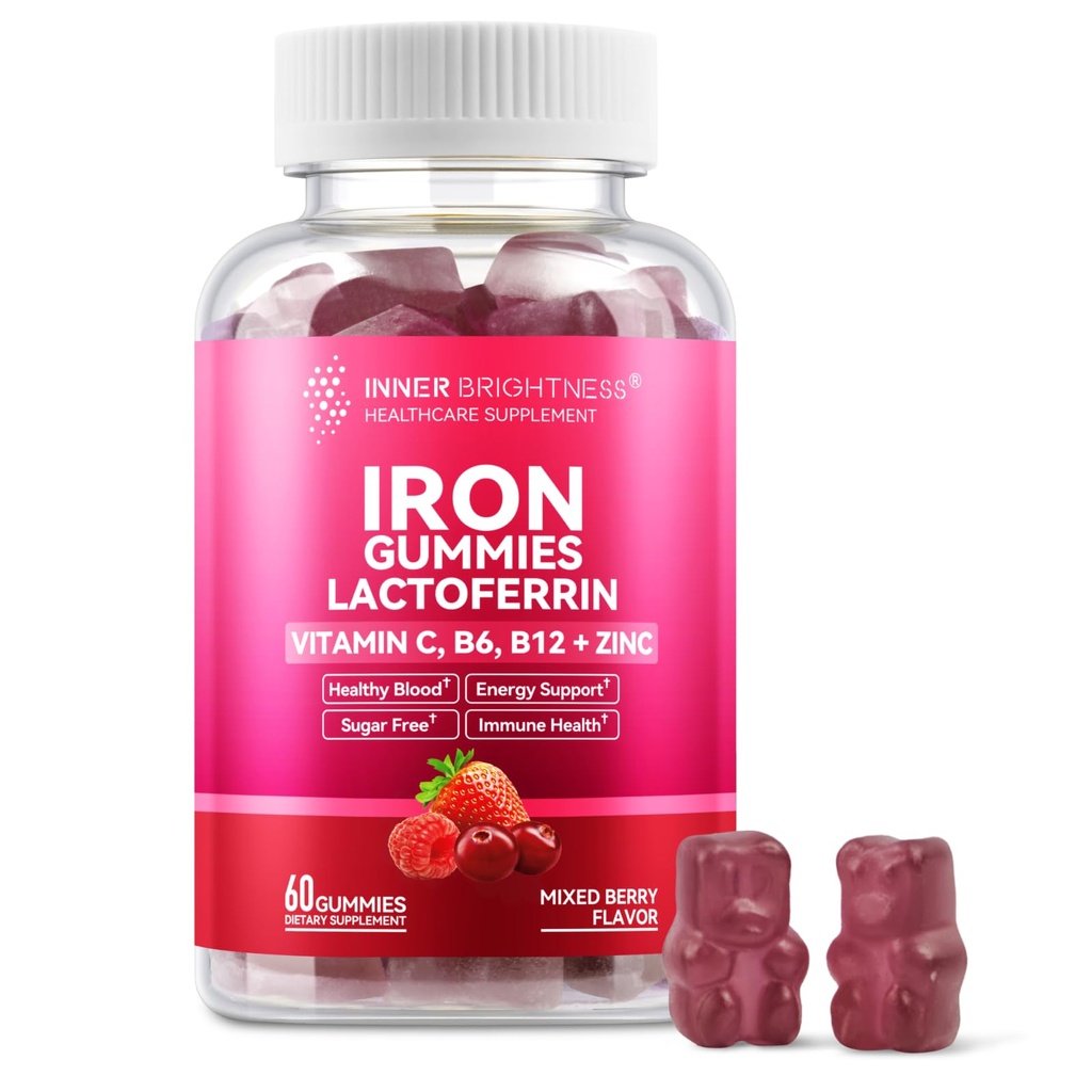 Inner Brightness Iron Gummies with Lactoferrin for Women, Men & Kids