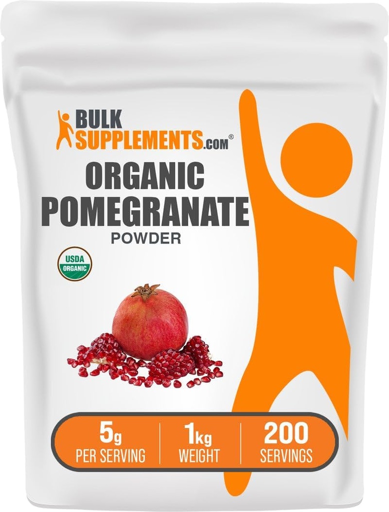 BulkSupplements.com Organic Pomegranate Powder - Pomegranate Supplement for Immune Support, Herbal Supplement - Gluten Free, 5g per Serving, 1kg (2.2 lbs) (Pack of 1)