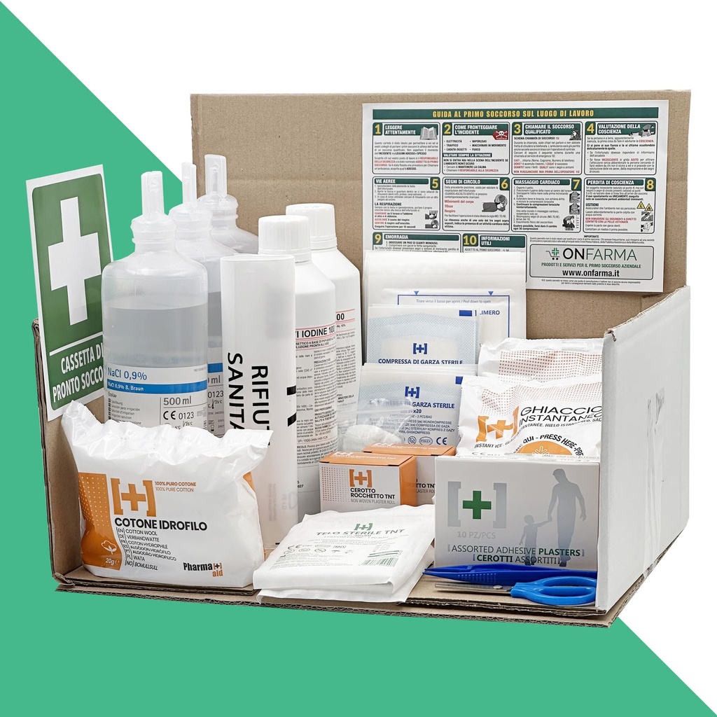 First Aid Box Replenishment Kit Complete with First Aid Sign Replacement for Medical Cassette Dressing Pack Without Pressure Gauge for 3 or More Workers D.M. 388 to 1