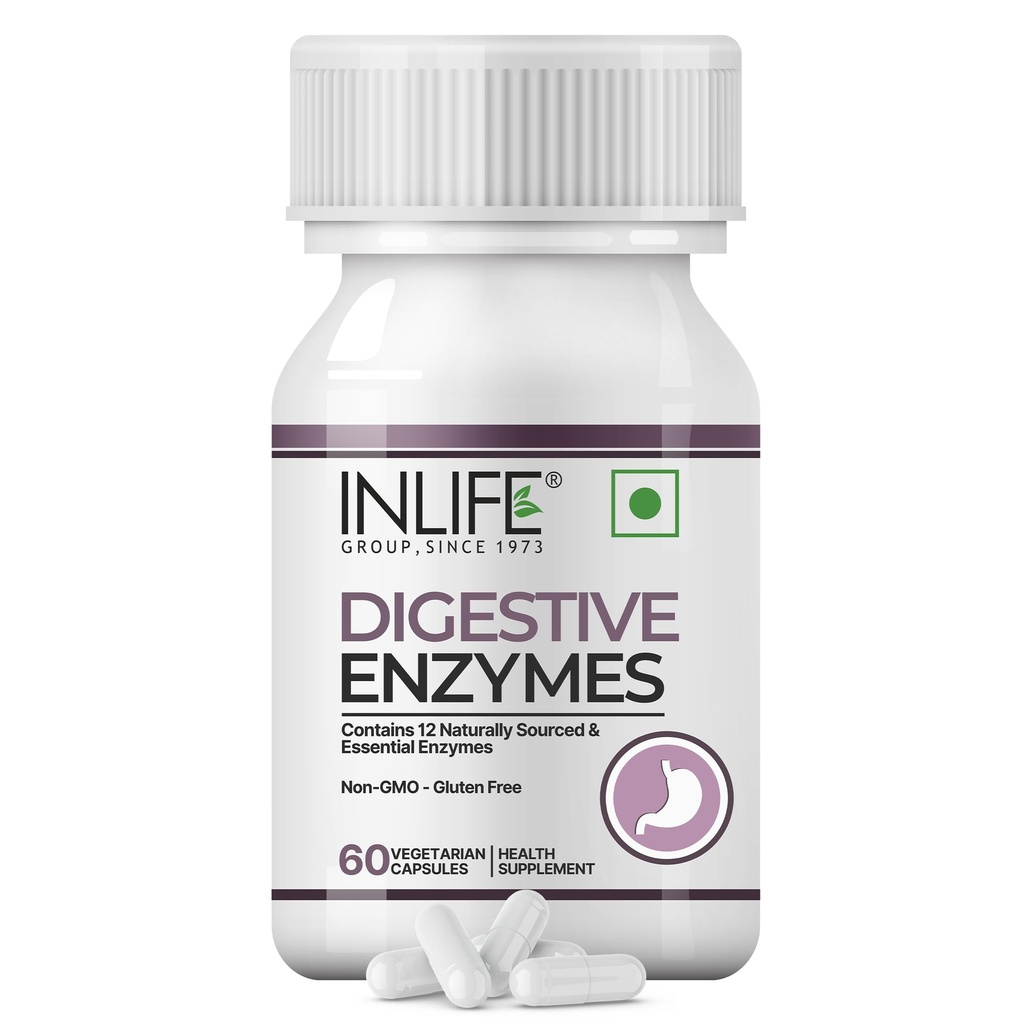 INLIFE Digestive Enzymes Supplement, Lactase Protease Lipase, 60 Veg Caps