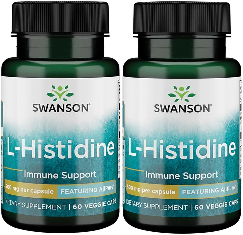 Swanson L-Histidine - met Ajipure 500 mg 60 Veg Caps (2 verpakkingen)