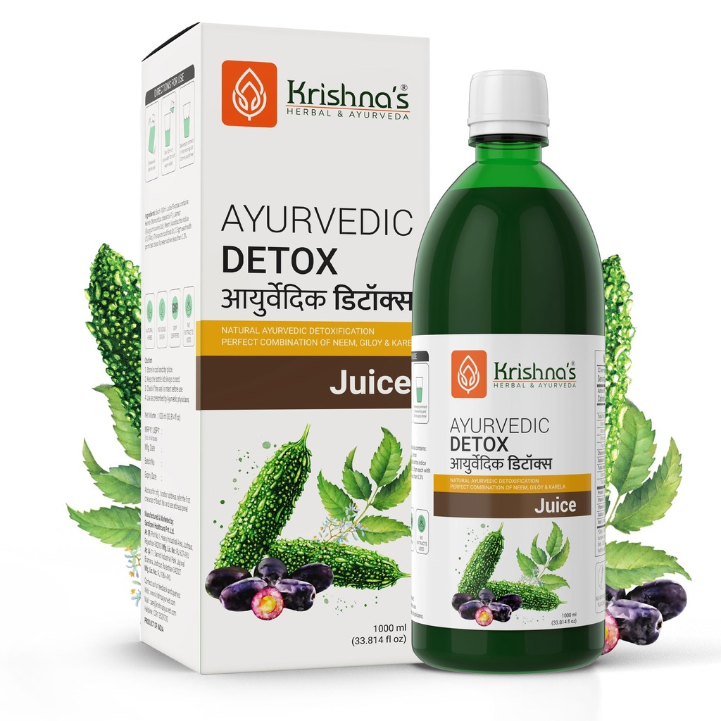 KRISHNA'S HERBAL & AYURVEDA Ayurvedic Detox Juice 1000 ml | Ayurvedic Detoxification | Perfect combination of giloy, karela, jamun & neem