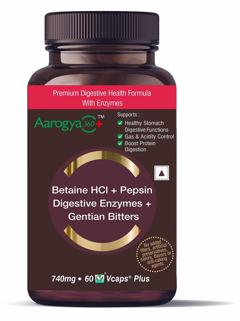 Digestive Enzymes, Betaine HCl, Pepsin, Gentian Bitters, 60 Capsules, 80 grams