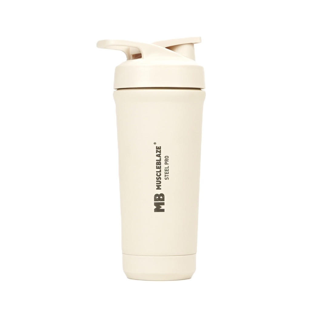 MuscleBlaze Stainless Steel Gym Shaker Pro, Beige, 700ml