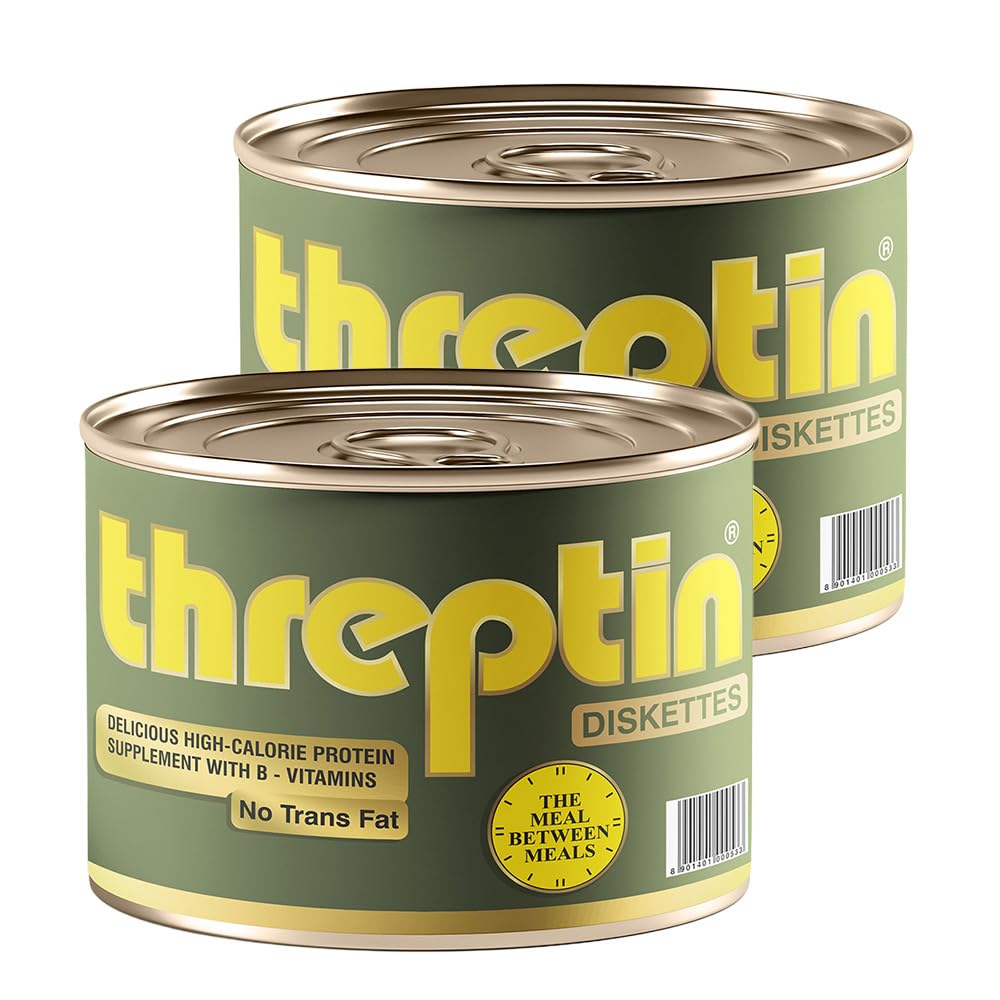 Threptin Protein Diskettes| Healthy for Men and Women - 275g, High Protein Diskette enriched, Essential Vitamins, Minerals and Antioxidant -Vanilla Flavor|100% Veg Pack of 2