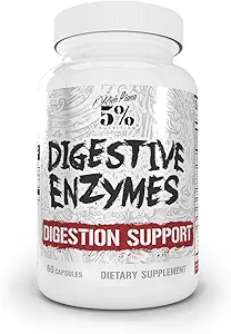5% Nutrition Rich Piana Digestive Enzymes w/Vitamin B Complex | Enzymes for Protein, Carb, Fat, Fiber & Lactose Breakdown | Betaine, Bromelain, Papain (Papaya), Lipase, Lactase, 60 Veg Caps (30 Svgs)