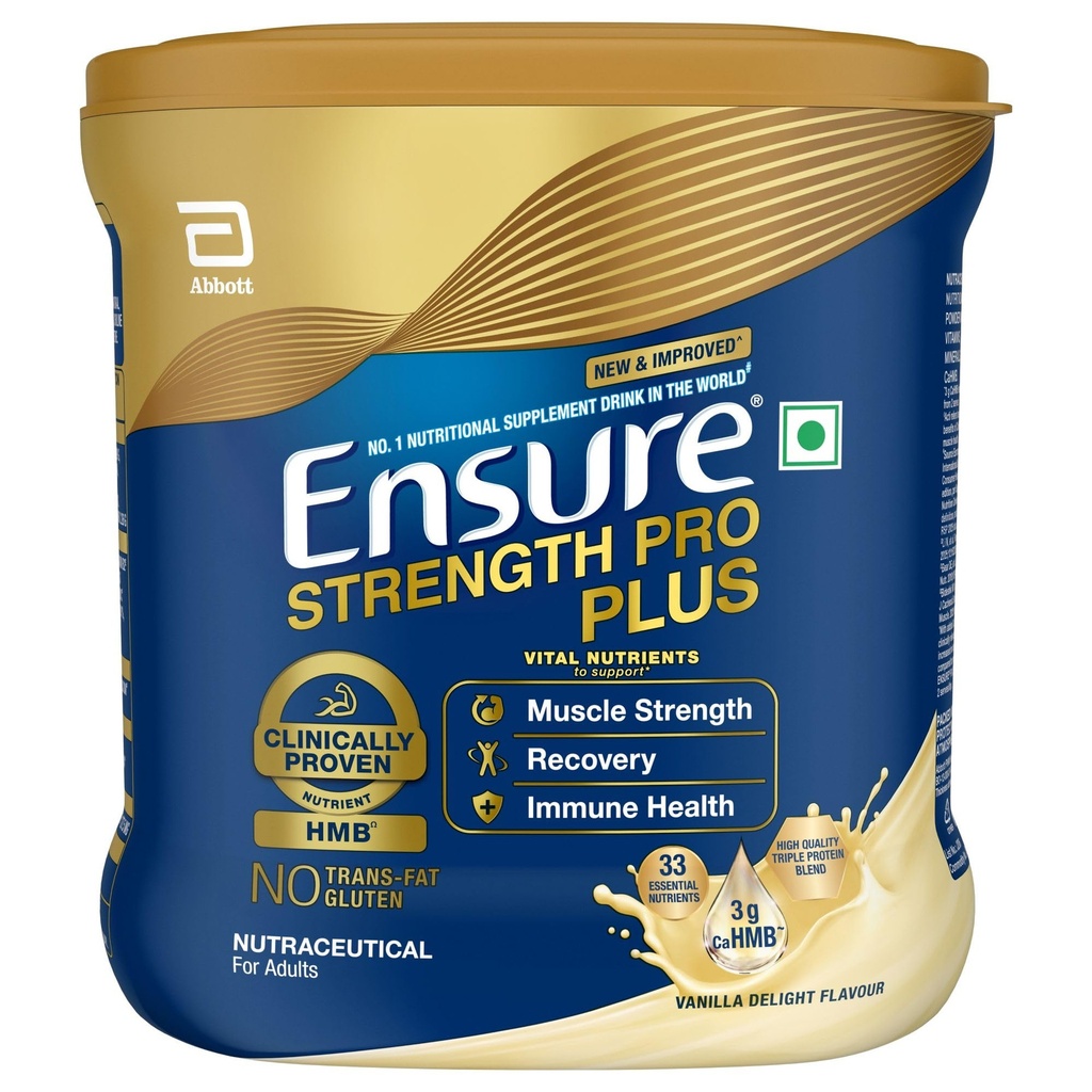 Ensure Strength Pro Plus 400g Vanilla | Clinically proven | High Quality Triple protein blend | 3g CaHMB | Muscle Strength, Recovery, Immune health | Gluten Free, Transfat free | No. 1 Nutritional Supplement Drink in the World