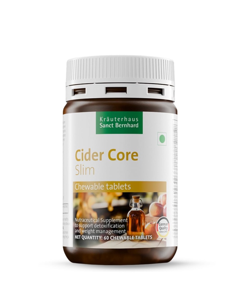 Kräuterhaus Sanct Bernhard Cider Core Slim | Apple Cider Vinegar Tablets with Acerola Vitamin C | Chewable Tablets | Natural Detox & Weight Management | Supports Digestion & Blood Sugar | 60 Tablets