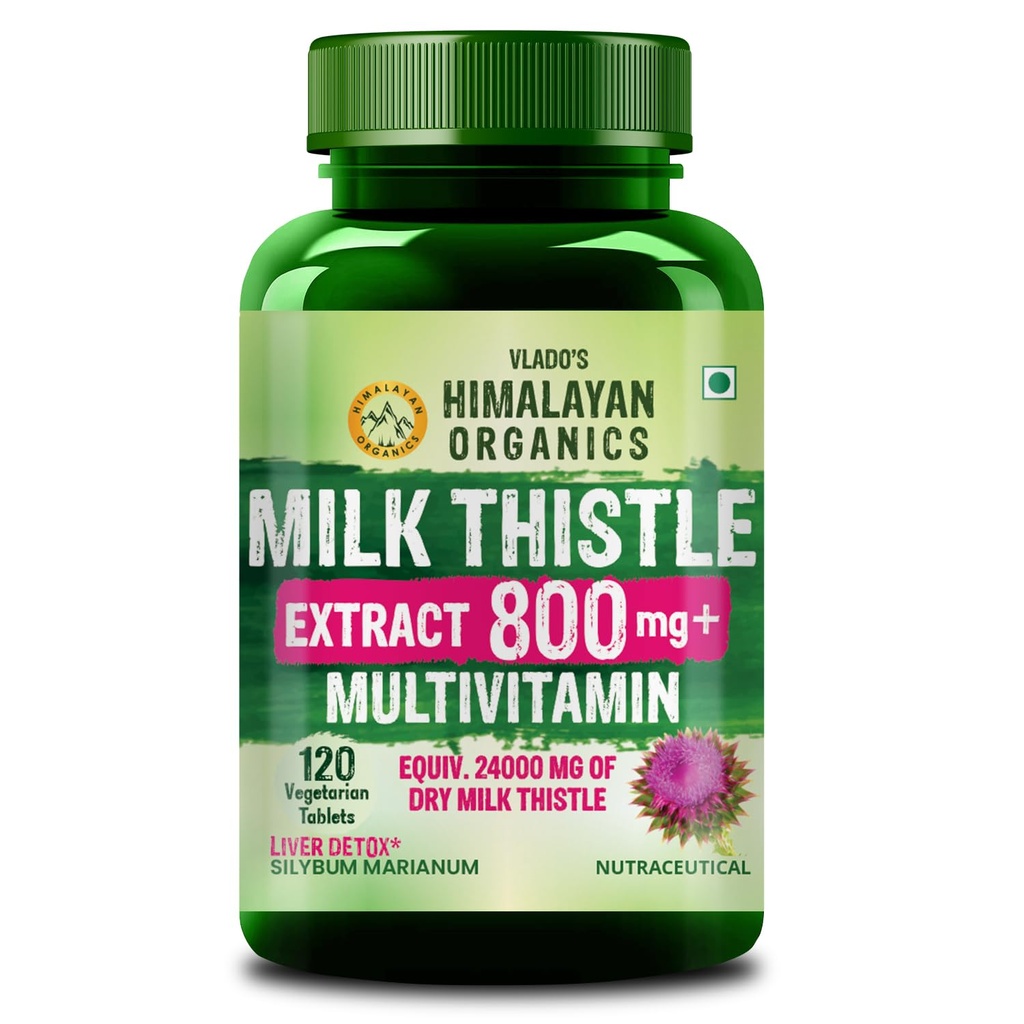 Vlado's Himalayan Organics Milk Thistle 800mg Extract (30:1) | Liver Detox & Cleanse Supplement with 80% Silymarin | Supports Fatty Liver, Liver Health, Cholesterol & Metabolism | Natural Liver Support for Men & Women | 120 Vegetarian Tablets