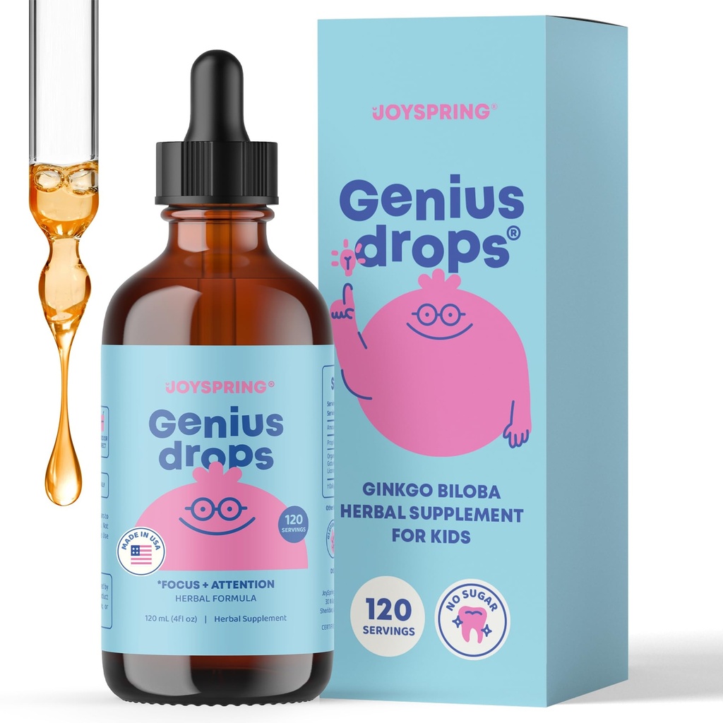 JoySpring Genius Drops - Organische Focus Drops voor kinderen 