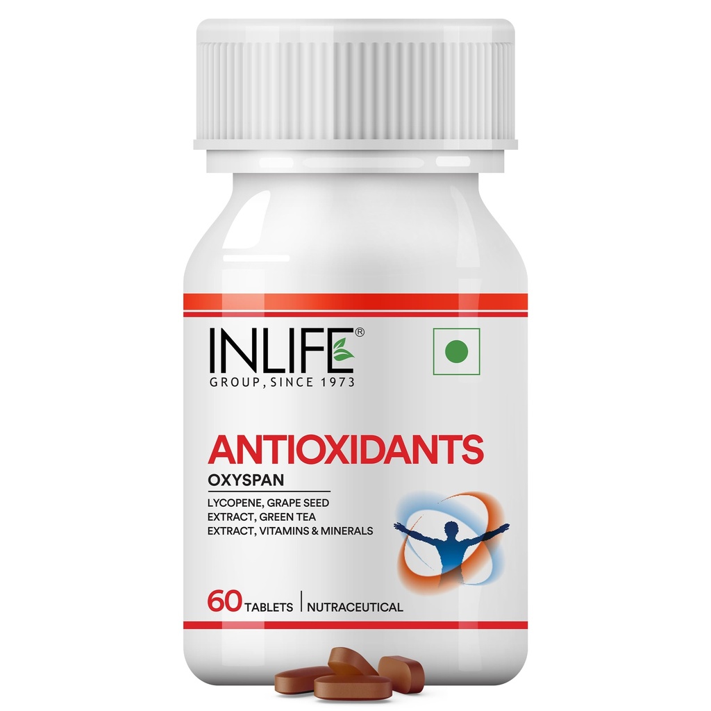 INLIFE Antioxidants Supplement, Lycopene Grape Seed Green Tea, 60 Tablets