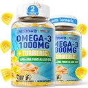 Vegan Omega-3 Gummies 1000mg + Kurkuma - Omega 3 Visolie alternatief voor volwassenen - Algen DHA 600mg & EPA 300mg, Vitaminen A, C, E, Zink & MSM, Suikervrij, 120 Ct