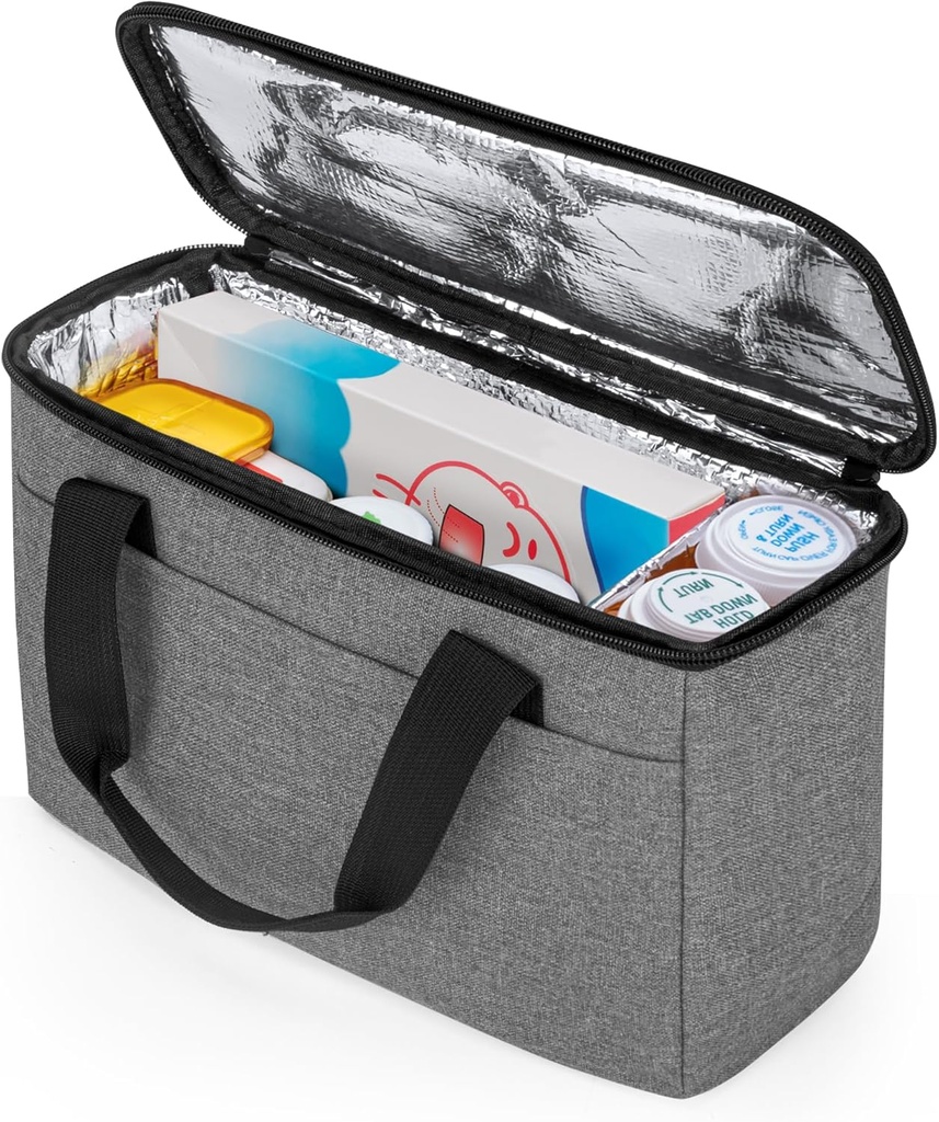 Trunab First Aid Bag Lege Small Medicine Storage Case, Insulated Medication Cooler Bag, Travel Pill Bottle Organizer voor Prescription, Insuline, Supplementen of medische benodigdheden, Grey(Bag Only)