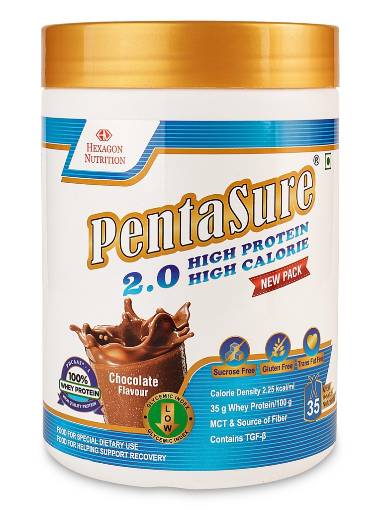 PENTASURE 2.0 High Protein High Calorie | Lean Mass Gainer Powder | Weight Gain Supplement with Vitamin & Mineral | Chocolate flavor - 400g | 34.7g Protein per 100g