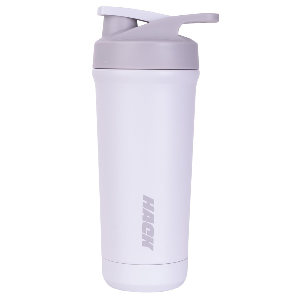 Hack Athletics Pro Blend Stainless Steel Protein Shaker Bottle for Gym, Pre Workout Bottle, Water Bottle for Men and Women | Removable Agitator, Measurement Markings, 100% Leakproof | 700ML (White)