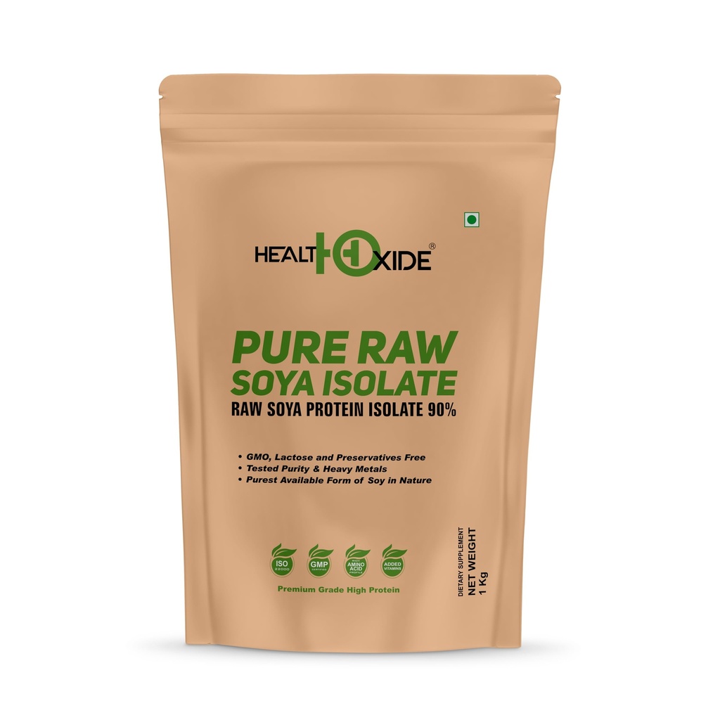 HealthOxide Soya Protein Isolate 90% Powder 1kg | Soy Protein Powder | Vegan Plant-Based Protein Supplement | Dairy Free, Gluten Free & Lactose Free | Rich in Amino Acids | For Gym, Bodybuilding, Fitness & Daily Nutrition