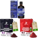 Jungle Poeders Wilde bosbessen Extract voor ogen USDA Biologische 3.4oz Fles, Black Red Raspberry Powders Bundle 5 Ounce Bag, bevroren gedroogde Frambozen voor het bakken Smoothies Gehydrateerd fruit