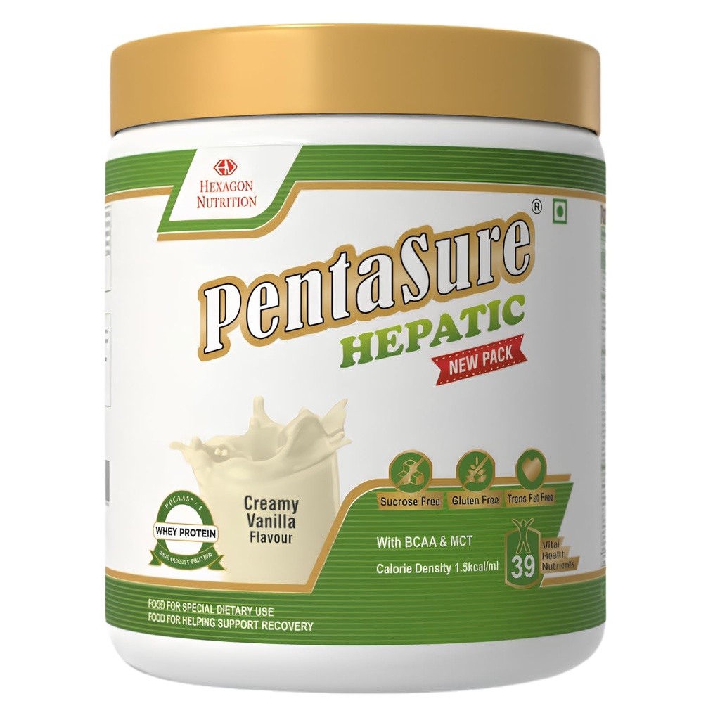 PentaSure Hepatic Liver Care Nutritional Supplement | Vanilla Flavor - 400g | BCAA, MCT & Calorie Dense Nutritional Supplement Drink | 17.5g Protein per 100g | Supports Liver Function, Muscle Recovery