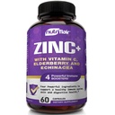 NutriFlair Zink 50mg - met vitamine C, Vlierbes, Echinacea Purpurea Extract, Zinkoxide - Vergelijk met picolinaat, Citraat, Oxide - Complete Immune Ondersteuning Formule Pillen met 4 Immune Defense