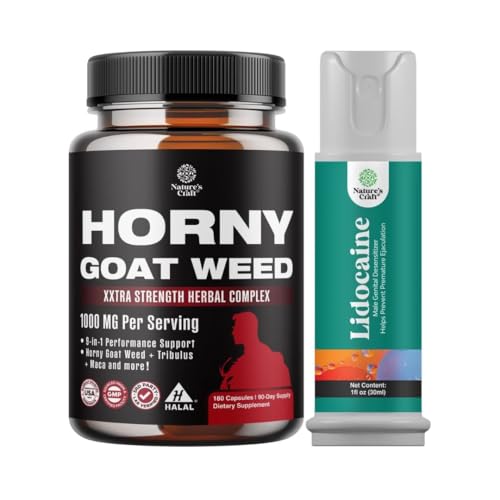 Bundel van geile geit onkruid voor mannen - extra sterkte mannelijke supplement, en Lidocaine Desensibiliserende Topische Spray Climax Control voor langere levensduur prestaties - Boost Endurance en uithoudingsvermogen Snel handelen
