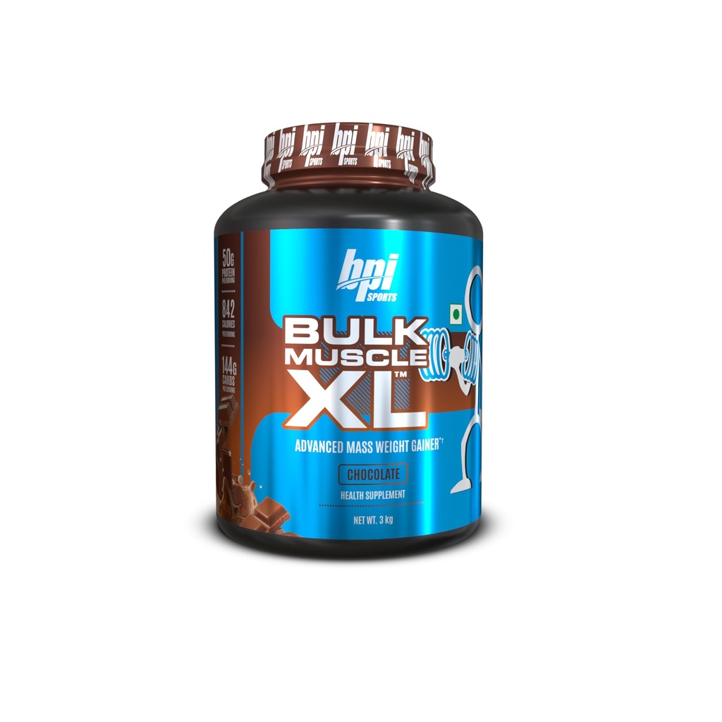 BPI Bulk Muscle XL (Gain Weight, Post-Workout, 50g Protein, 144g Carb, 3kg (Chocolate)