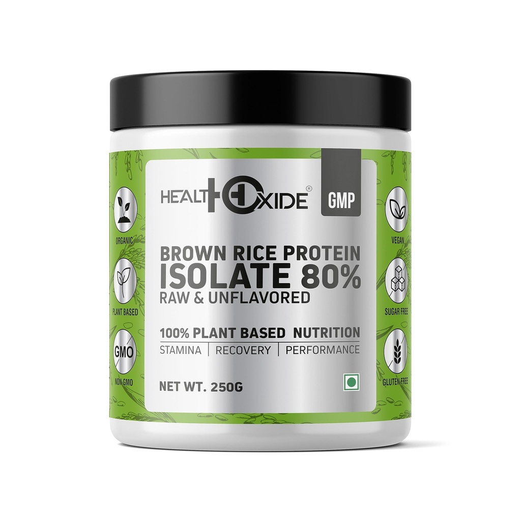 HealthOxide Brown Rice Protein Isolate 80% | Unflavoured Vegan Plant Protein Powder | Gluten-Free, Dairy-Free & Soy-Free | Lab Tested | Supports Muscle Growth, Recovery & Daily Nutrition | 250g