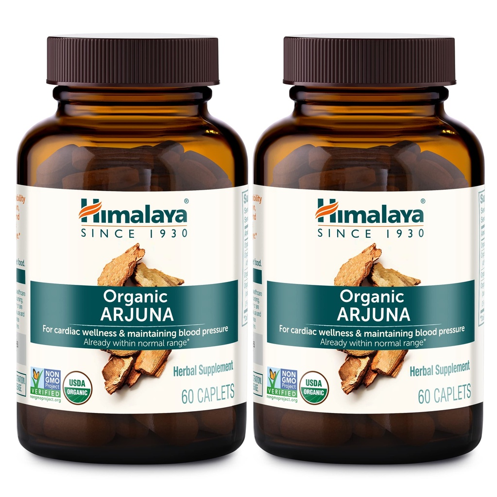 Himalaya Biologische Arjuna, Bloeddruk Supplement voor Cardiovasculaire Wellness en Hart Gezondheid, 700mg, 60 Tellen (pakket van 2)