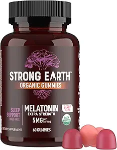 YUM-V'S Biologische Melatonine Slaaphulp Gummies, Volwassenen Extra sterkte Melatonine Gummy - Vegan Non GMO Slaap Melatonine Gummies voor slaaphulp Berry 5 MG - 60 Tellen