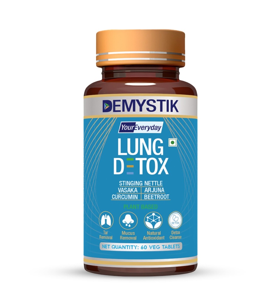 Lung Detox Tablets with Stinging Nettle & Vasaka Leaves Extract, for Detoxification of Lung, Tar removal, Mucus removal, Helps in respiratory system and Immune Defence - 120 Tablets Veg