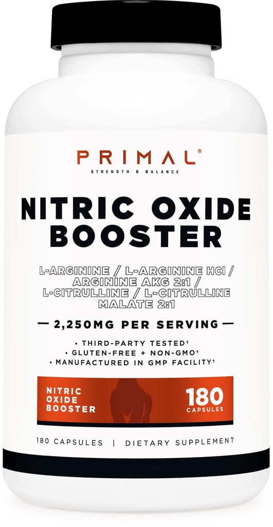 Primale stikstofoxide-booster (2,250 mg per portie) (180 capsules) - 60 porties