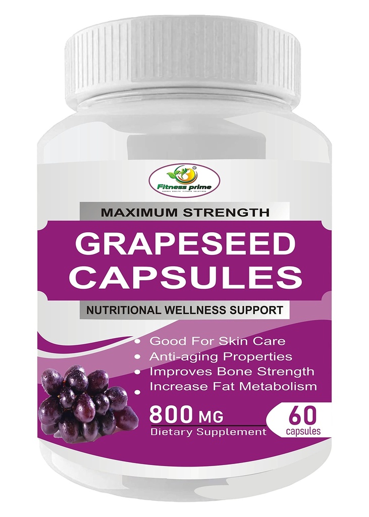 Grape Seed Extract 800mg – 95% Polyphenols (Proanthocyanidins), Potent 50:1 Vegan Capsules – 60 Non-GMO, All-Natural Antioxidant Supplement