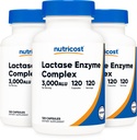 Nutricost Lactase Enzyme Complex 3.000 FCC ALU, 120 Veggie Capsules - Non-GMO, Glutenvrij, 120 porties (3 flessen)