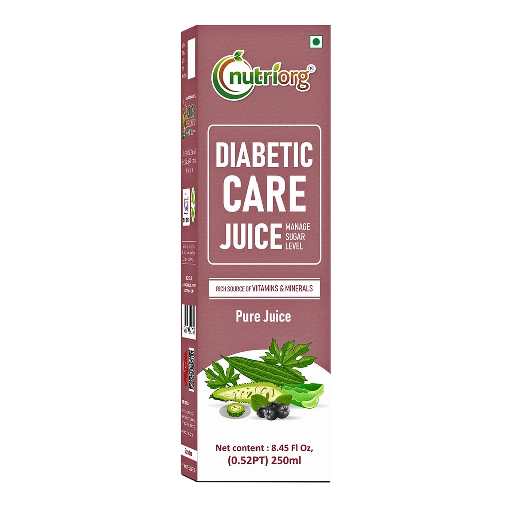 Nutriorg Diabetic Care Juice 250 ML, Controls Blood Sugar Level, Diabetes Care Juice, 100% Natural & Organic Detox Juice, No Added Sugar