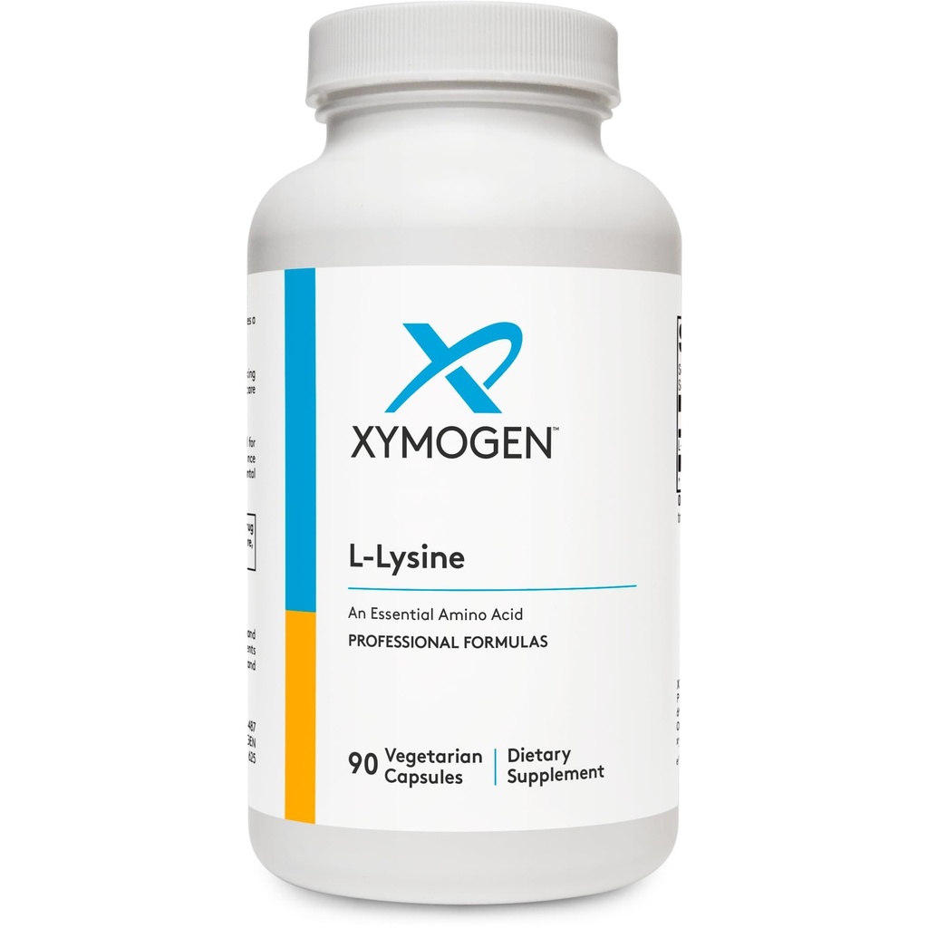 XYMOGEN L-Lysine 1000 mg capsules - Aminozuursupplement ter ondersteuning van de synthese van collageen, Biedt balans aan een hoge inname van arginine (90 capsules)