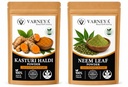 Naturals Organic Kasturi Haldi (Wild Turmeric) Powder 100g + Neem Leaves Powder 100g Combo | 100% Pure Natural Ayurvedic Herbal Powders | Chemical-Free | For Face Pack, Hair Care & Skin Care | No Preservatives (Pack OF 5)