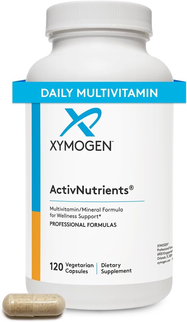 XYMOGEN ActivNutrients with Iron and Copper - Multivitamine Multimineral for Wellness, Immune, Energy and Mood Support - Chelated Minerals + Active B Vitamins with Folaat (120 Capsules)