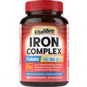 IJzersupplement voor vrouwen en mannen, met vitamine C, B6, B12 & Folaat voor ijzertekort, bloedopbouw en energieondersteuning, maagvriendelijk, betere absorptie, non-GMO, geen gluten, 120 Vegan Caps