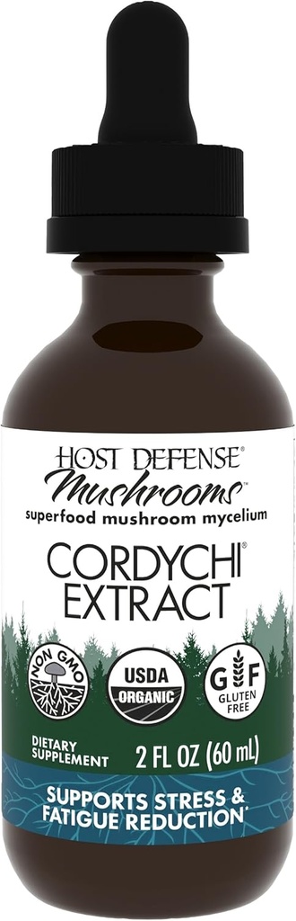 Host Defense CordyChi Extract - Energy & Immune Support Supplement - Cordyceps & Reishi Mushroom Supplement for Relaxation & Respiratory Support - Aids Against Tiredness - 2 fl oz (60 Servings)*