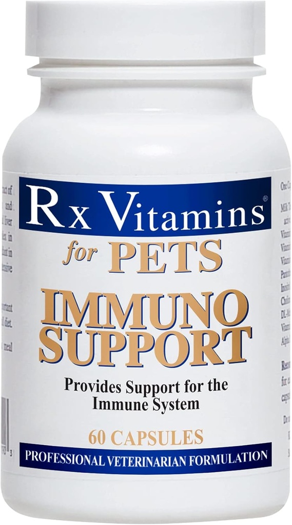 Rx Vitaminen voor Huisdieren Immuno Ondersteuning voor honden en katten - Immuunsysteem Ondersteuning - Help Hersenfunctie Bones Spieren Stress & Veroudering - 60 Capsules