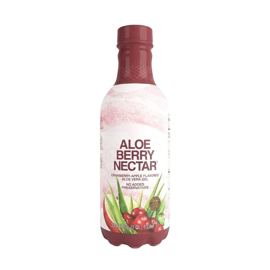 Aloe Berry Nectar, 90.7% Pure Aloe Vera Gel with Cranberries and Apples, No Added Preservatives, 1L