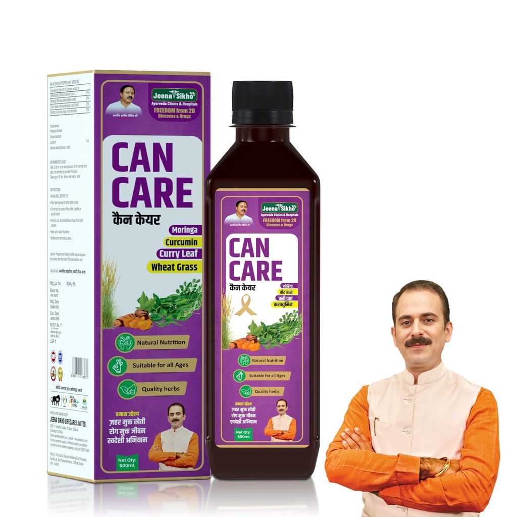 Jeena Sikho Can Care Juice | Ayurvedic Immunity Booster & Natural Detox Tonic | Herbal for Cellular Health & Vitality | Juice with Moringa, Wheatgrass & Curcumin, 500 ml, Pack of 1